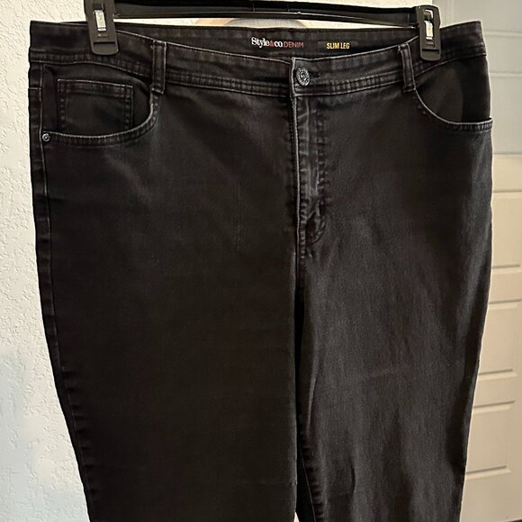 STYLE & CO Slim Leg Black Jeans 20W - Picture 3 of 6